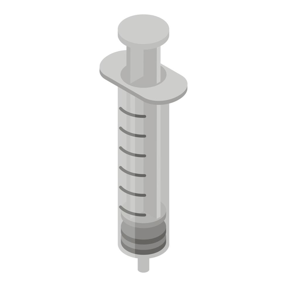 Plastic medical syringe icon, isometric style vector