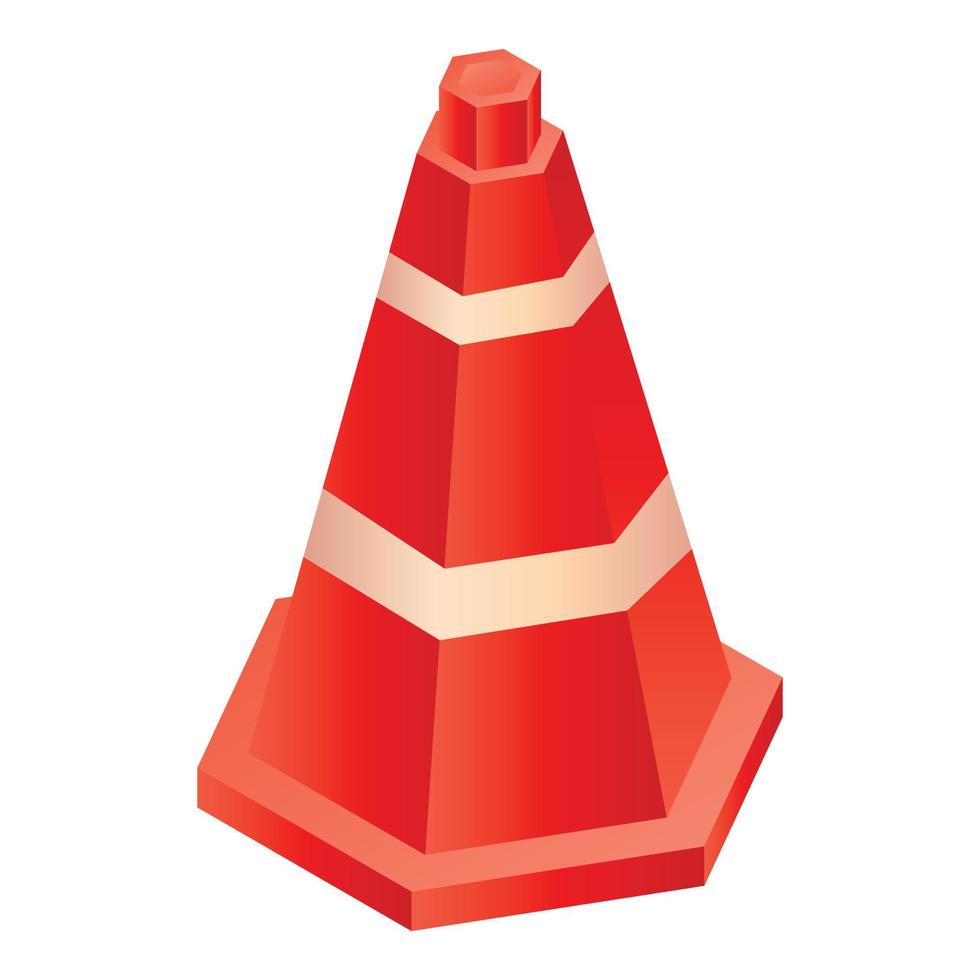 Plastic road cone icon, isometric style vector