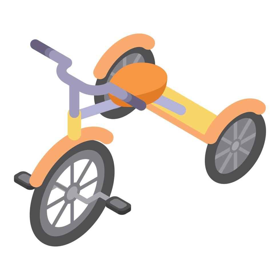 Orange tricycle icon, isometric style vector