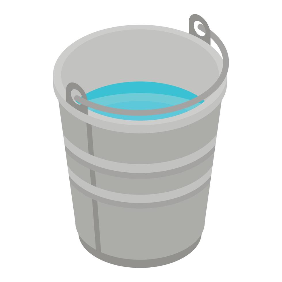 Metal bucket icon, isometric style vector