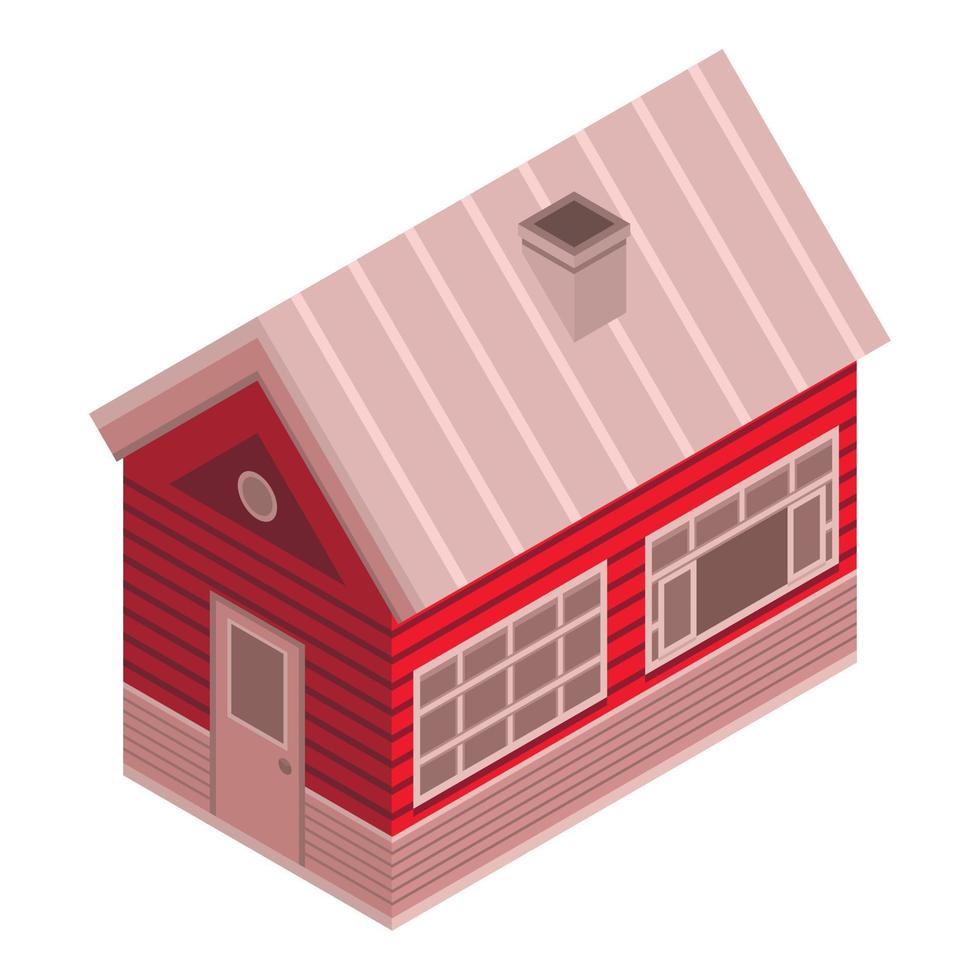 Winter wood house icon, isometric style vector