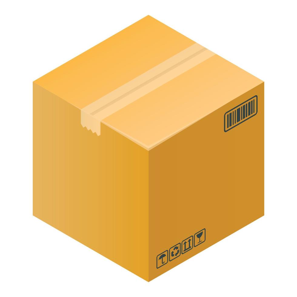 Fragile box icon, isometric style vector