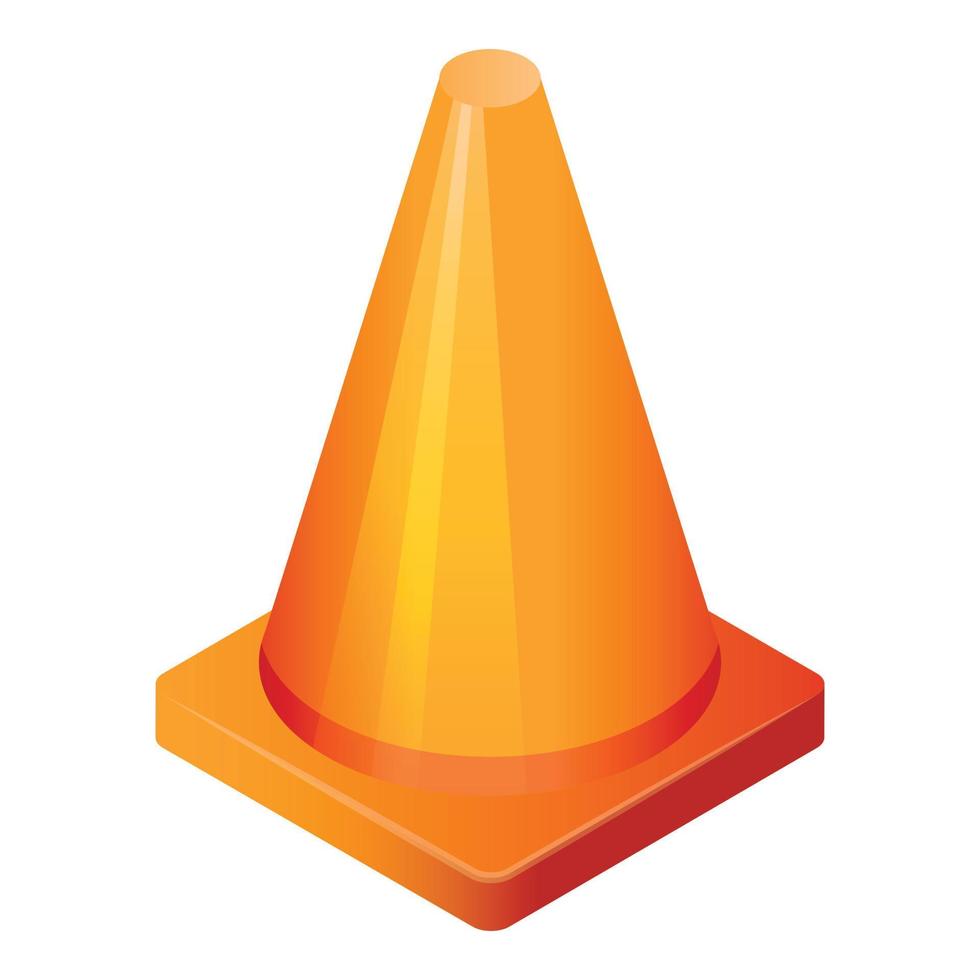 Orange cone icon, isometric style vector