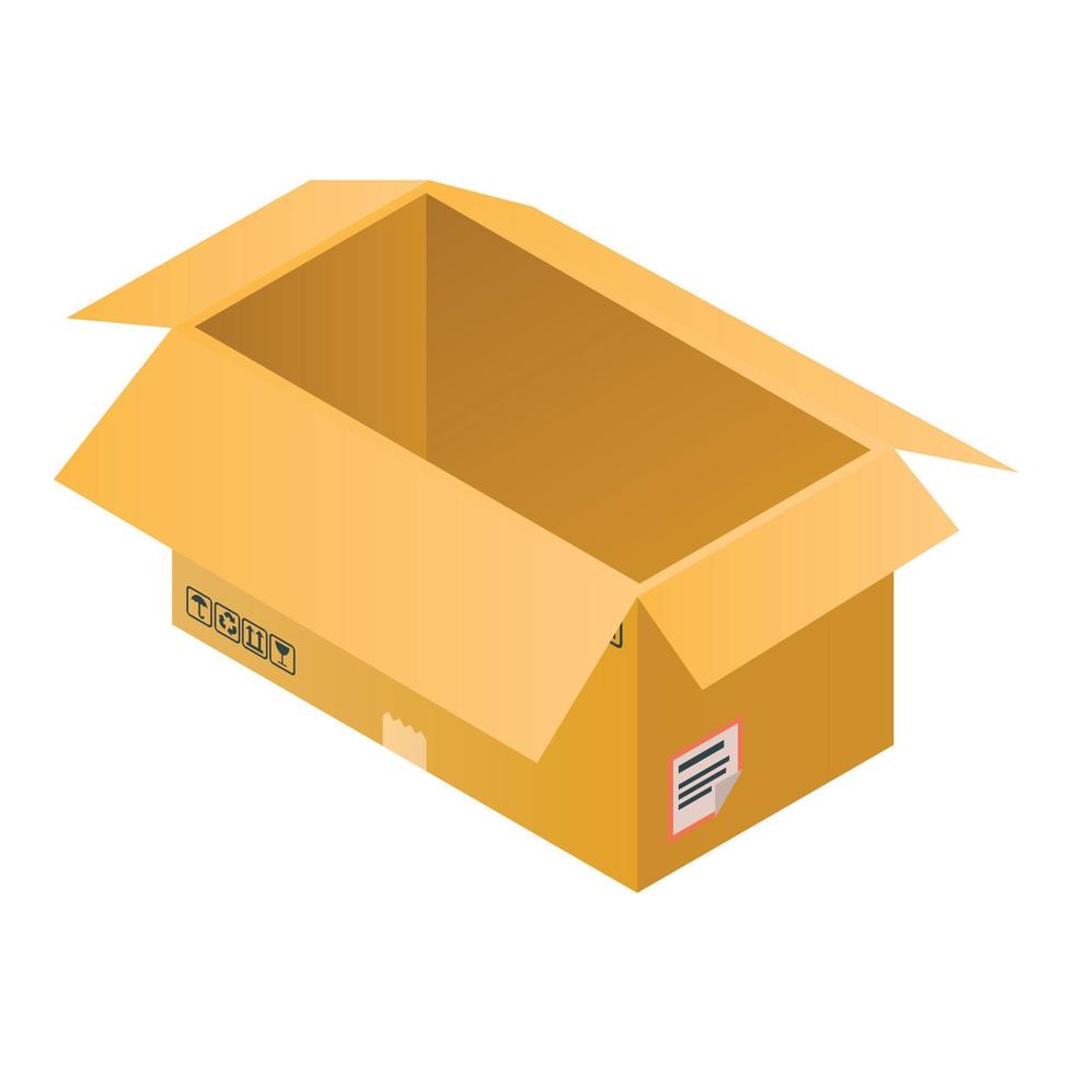 Parcel carton box icon, isometric style vector