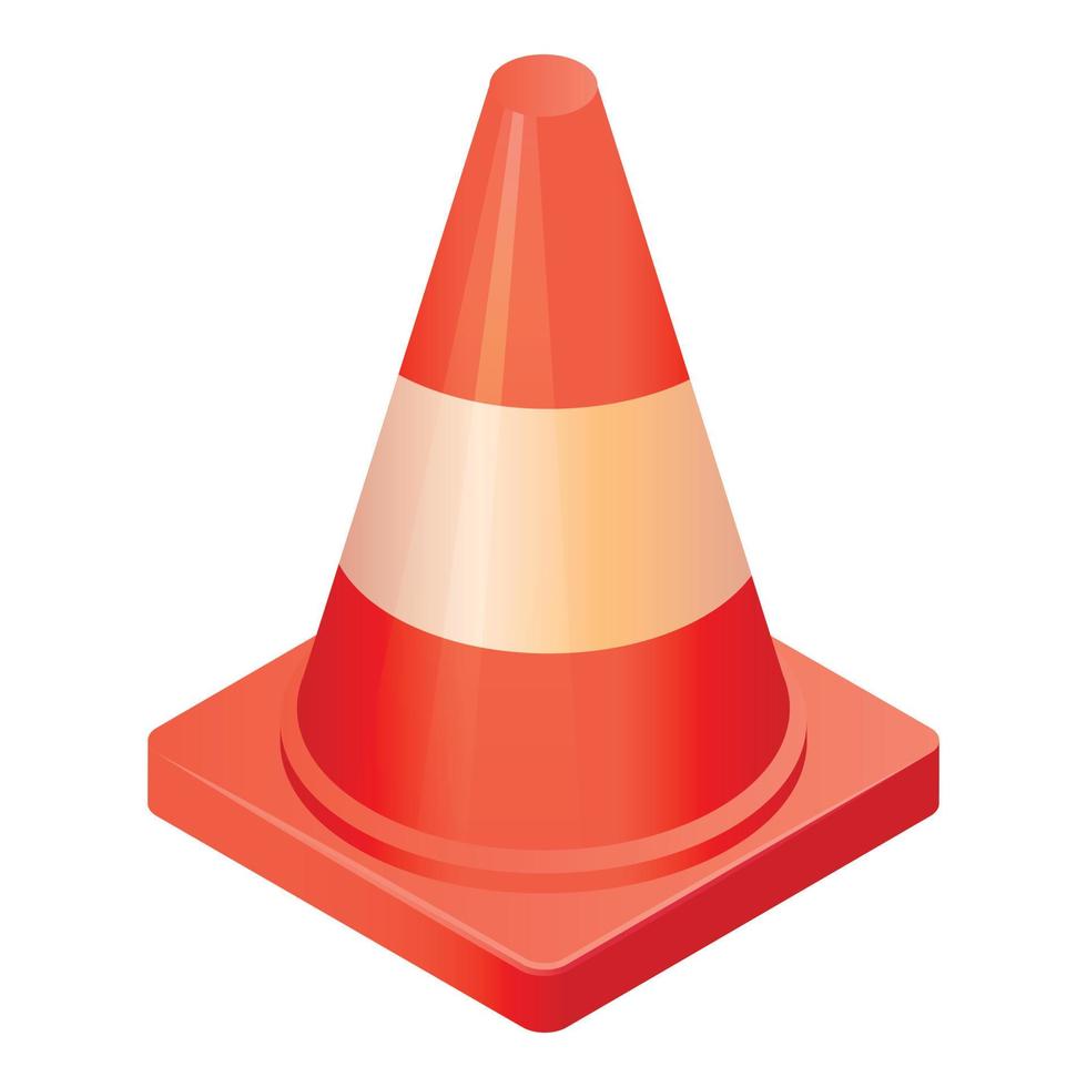 Traffic cone icon, isometric style vector