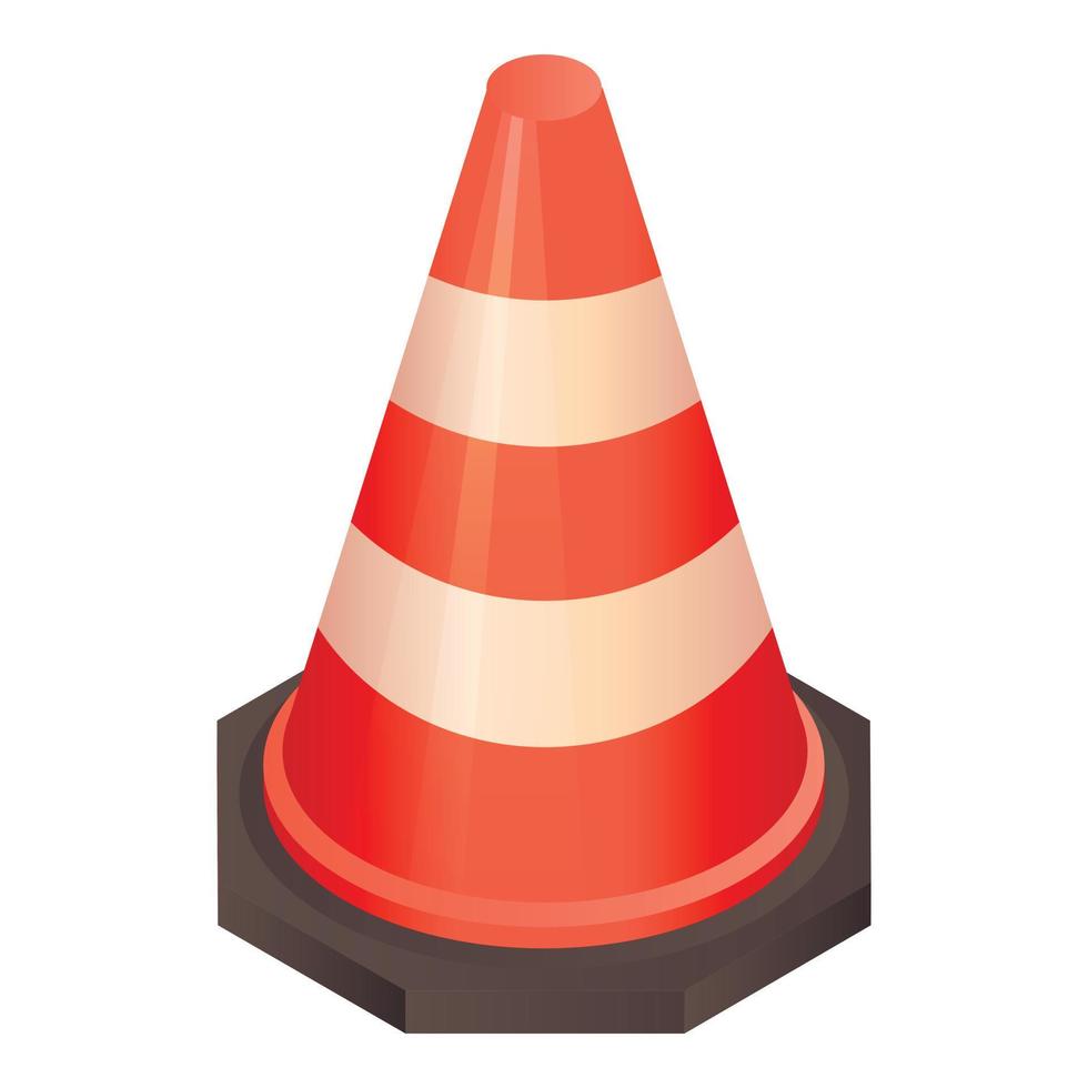 Repair traffic cone icon, isometric style vector