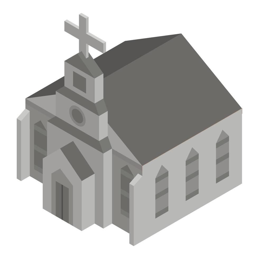 icono de la casa de la iglesia gris, estilo isométrico vector