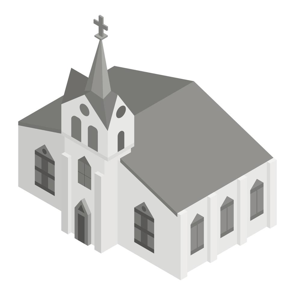 icono del campanario de la iglesia, estilo isométrico vector