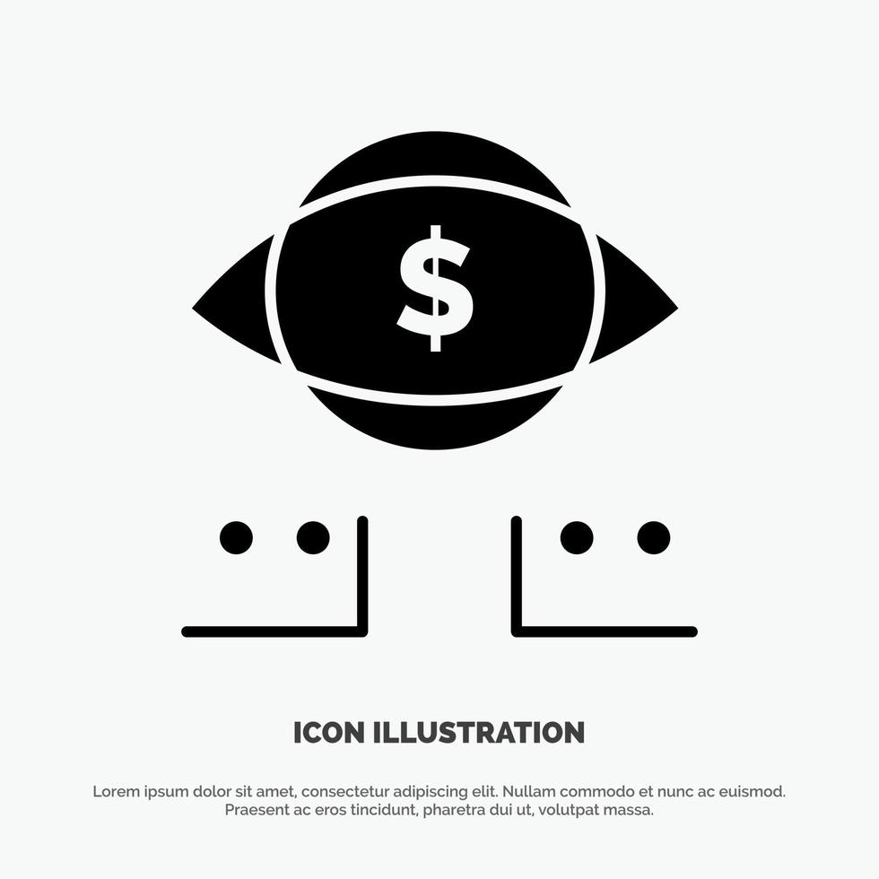 ojo dólar marketing digital sólido glifo icono vector