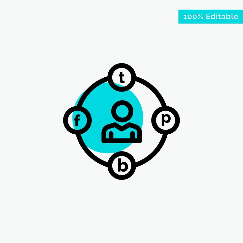 Social Media Communication Distractions Media Procrastination turquoise highlight circle point Vector icon