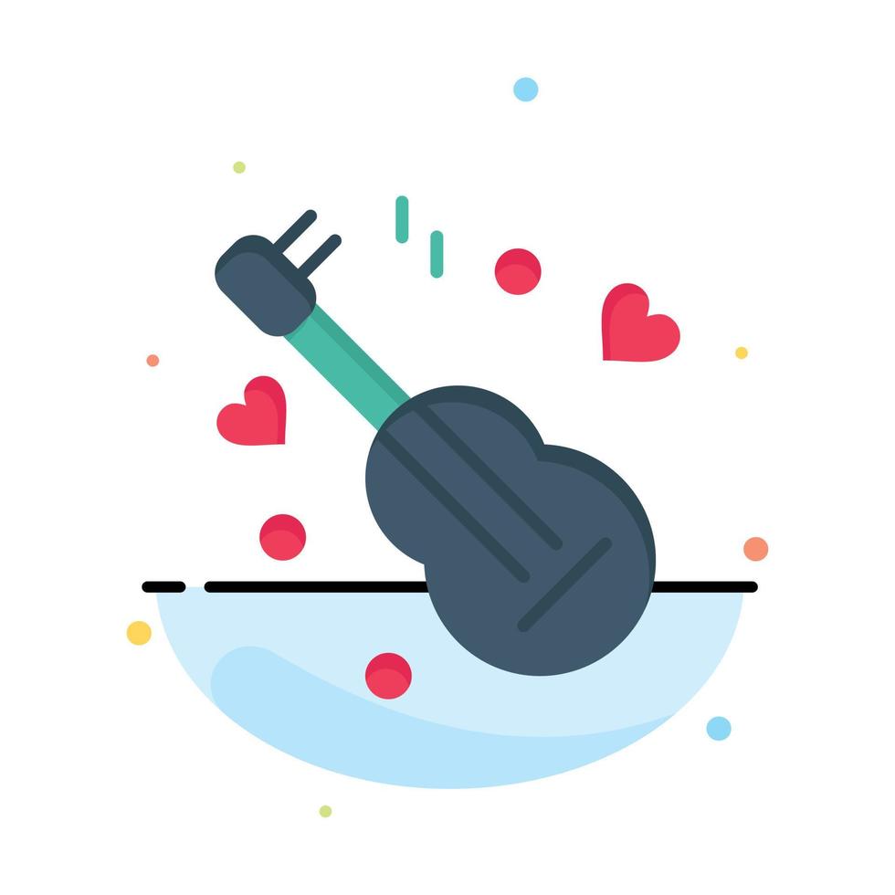 Guitar Song Music Love Abstract Flat Color Icon Template vector
