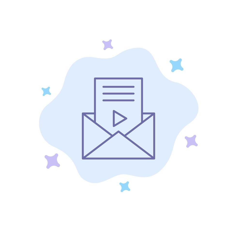 Mail Message Sms Video Player Blue Icon on Abstract Cloud Background vector