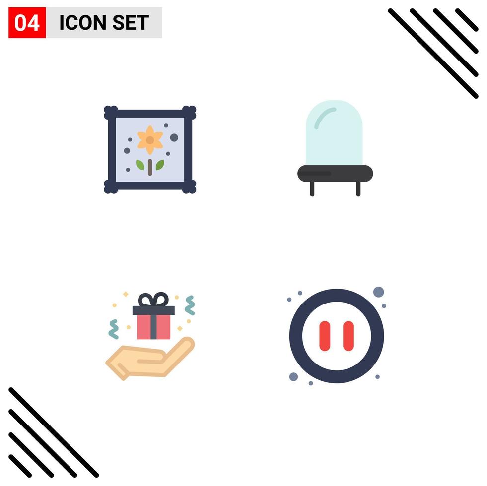4 Thematic Vector Flat Icons and Editable Symbols of patch audio diode birthday pause Editable Vector Design Elements