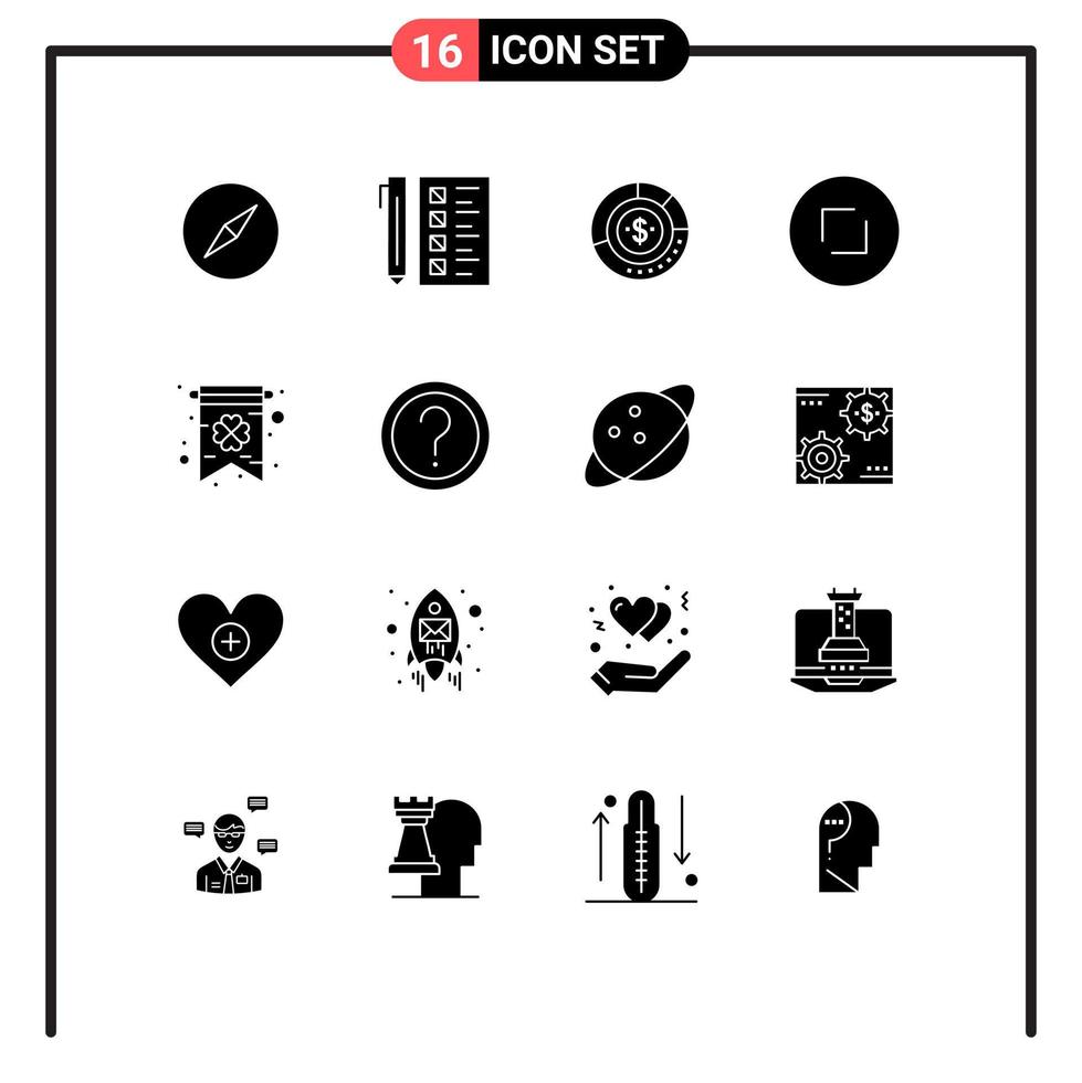 conjunto de 16 iconos de ui modernos símbolos signos para diagrama de estadísticas de círculo informe finanzas elementos de diseño vectorial editables vector