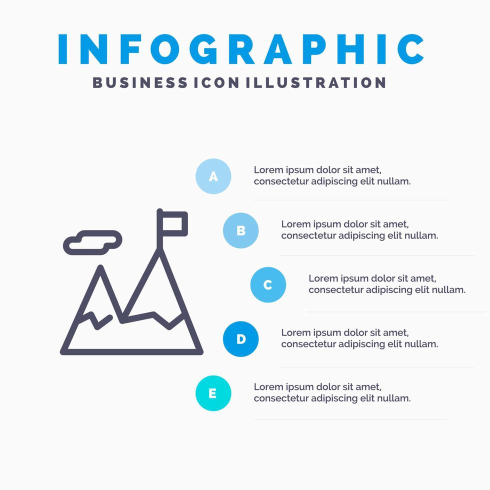 Accomplished Business Mission Motivation Line icon with 5 steps presentation infographics Background vector