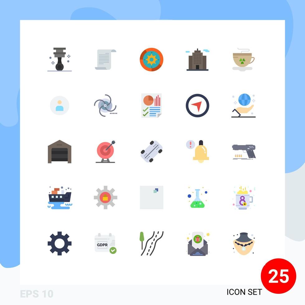 Modern Set of 25 Flat Colors and symbols such as coffee construction gear building process Editable Vector Design Elements