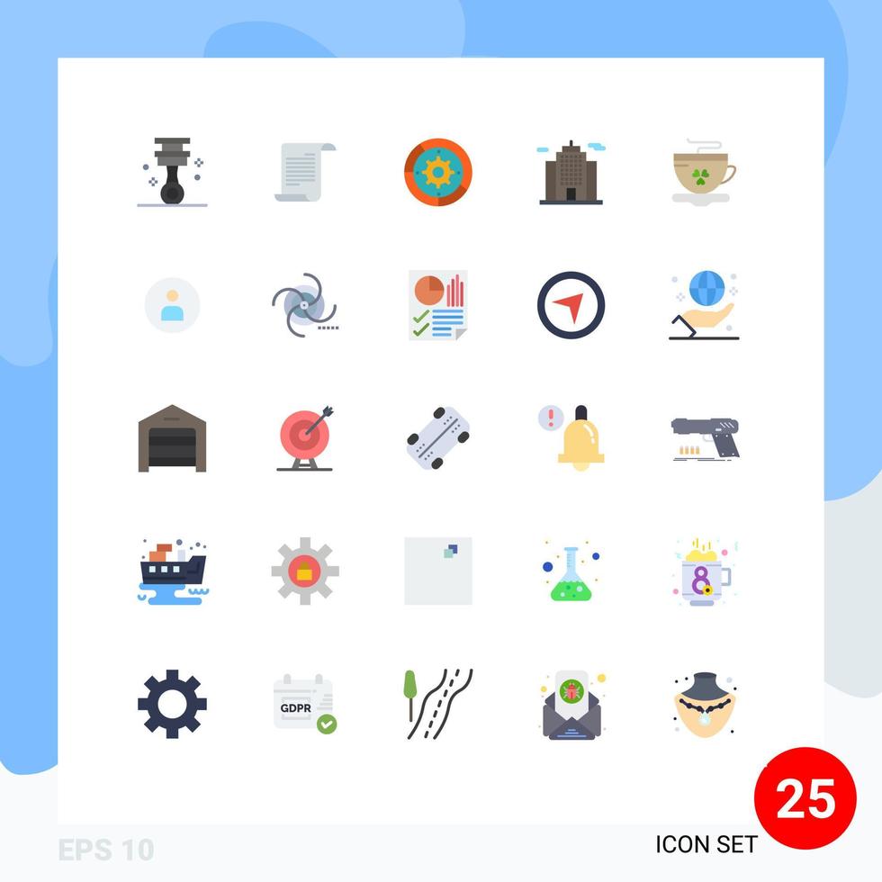 conjunto moderno de 25 colores planos y símbolos como elementos de diseño vectorial editables del proceso de construcción de engranajes de construcción de café vector