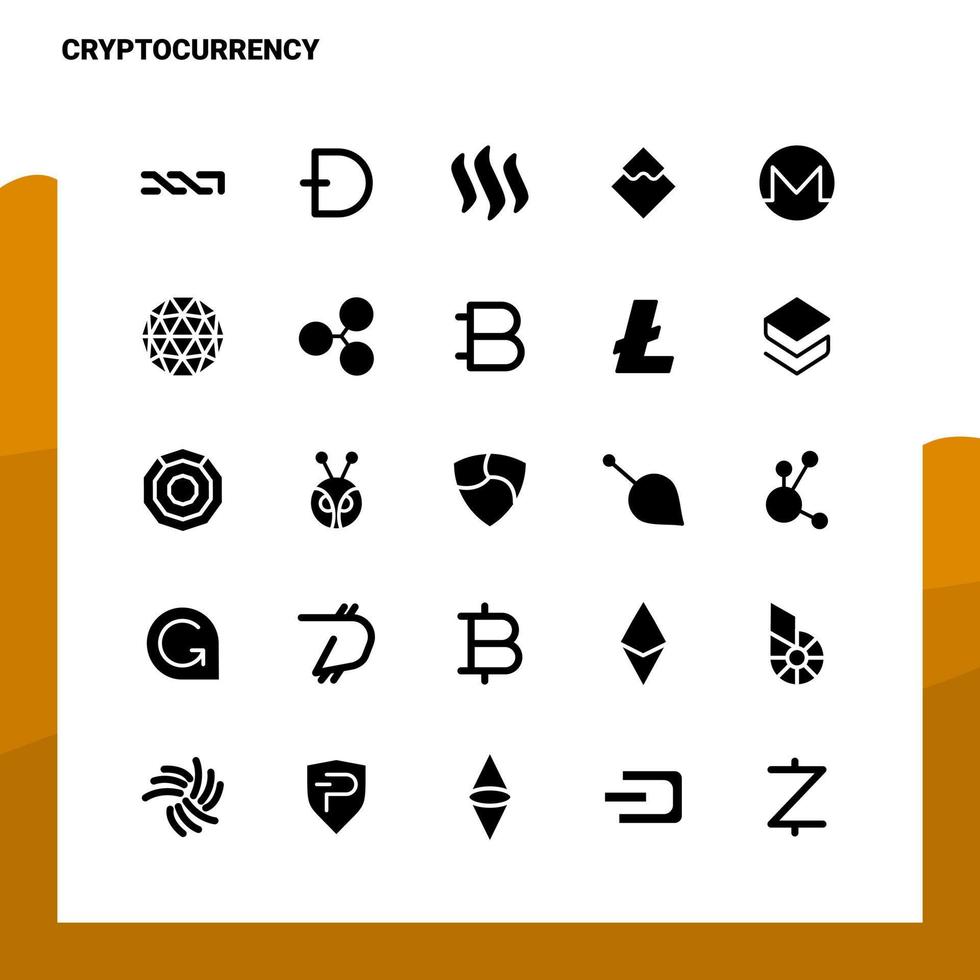 25 Cryptocurrency Icon set Solid Glyph Icon Vector Illustration Template For Web and Mobile Ideas for business company