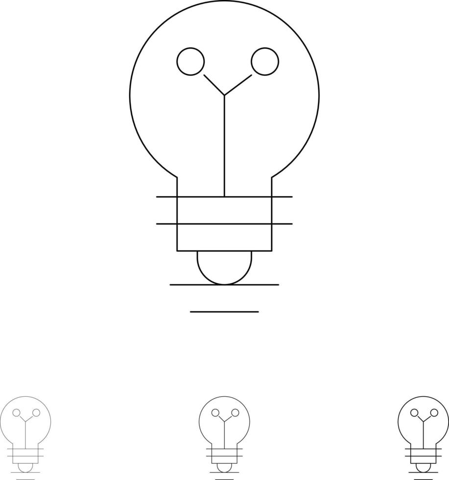 Bulb Lab Light Biochemistry Bold and thin black line icon set vector