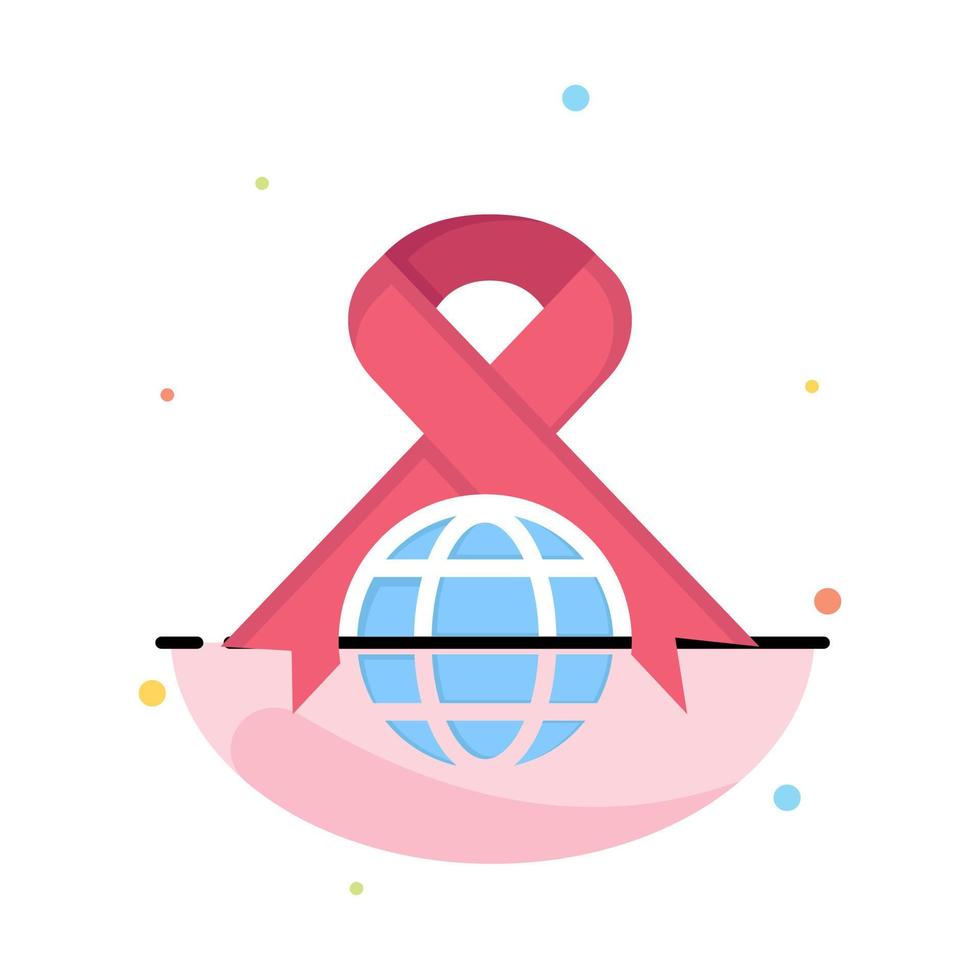 Care Ribbon Globe World Abstract Flat Color Icon Template vector
