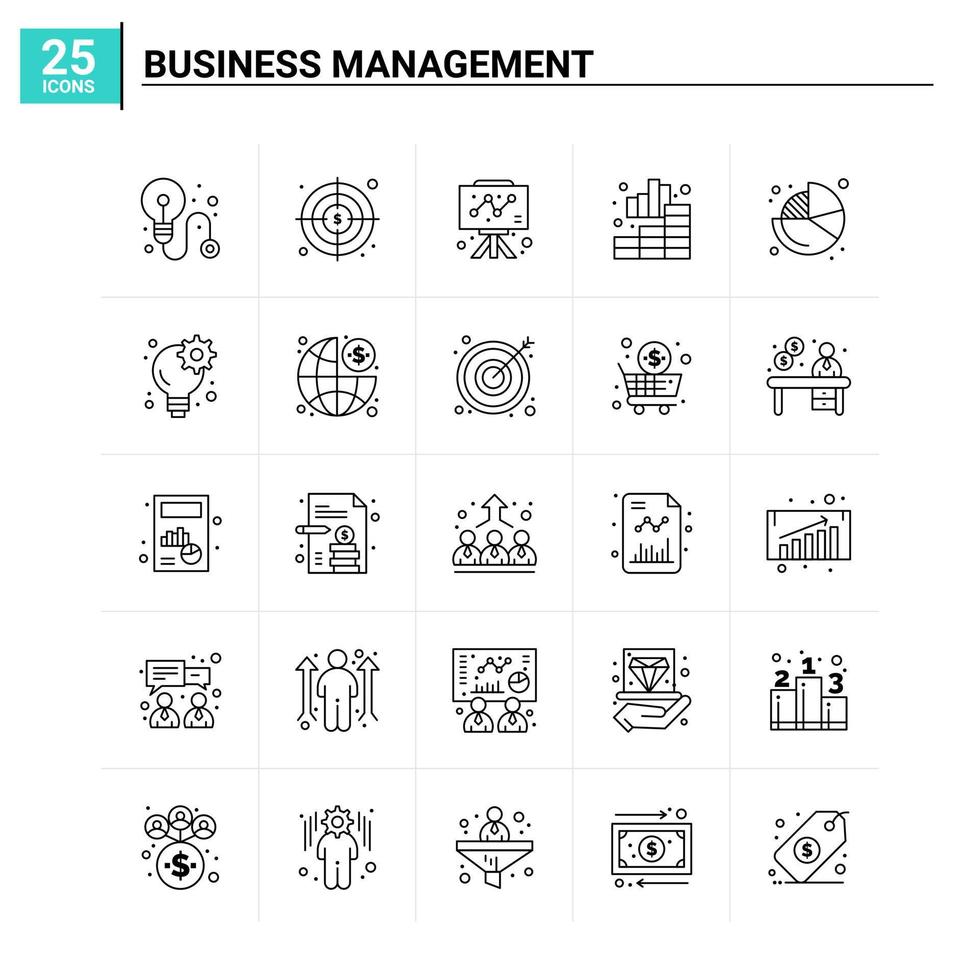 25 conjunto de iconos de gestión empresarial antecedentes vectoriales vector
