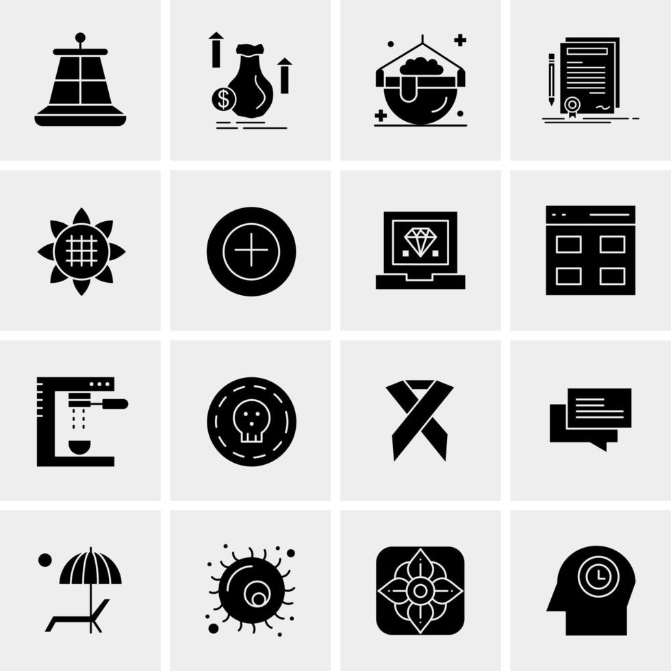 16 iconos de negocios universales vector ilustración de icono creativo para usar en proyectos relacionados con la web y dispositivos móviles