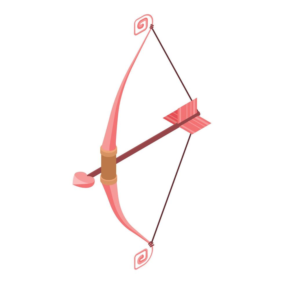 Cupid bow weapon icon, isometric style vector