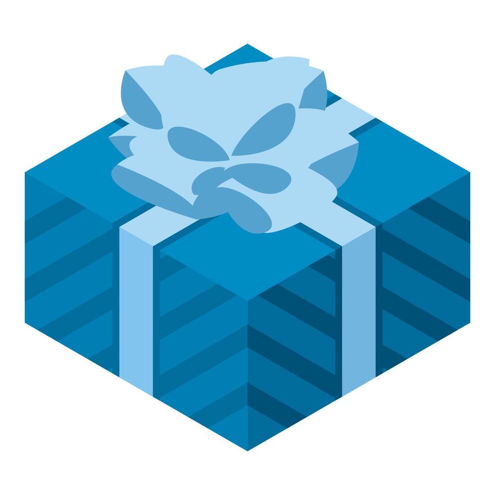 Blue gift box icon, isometric style vector