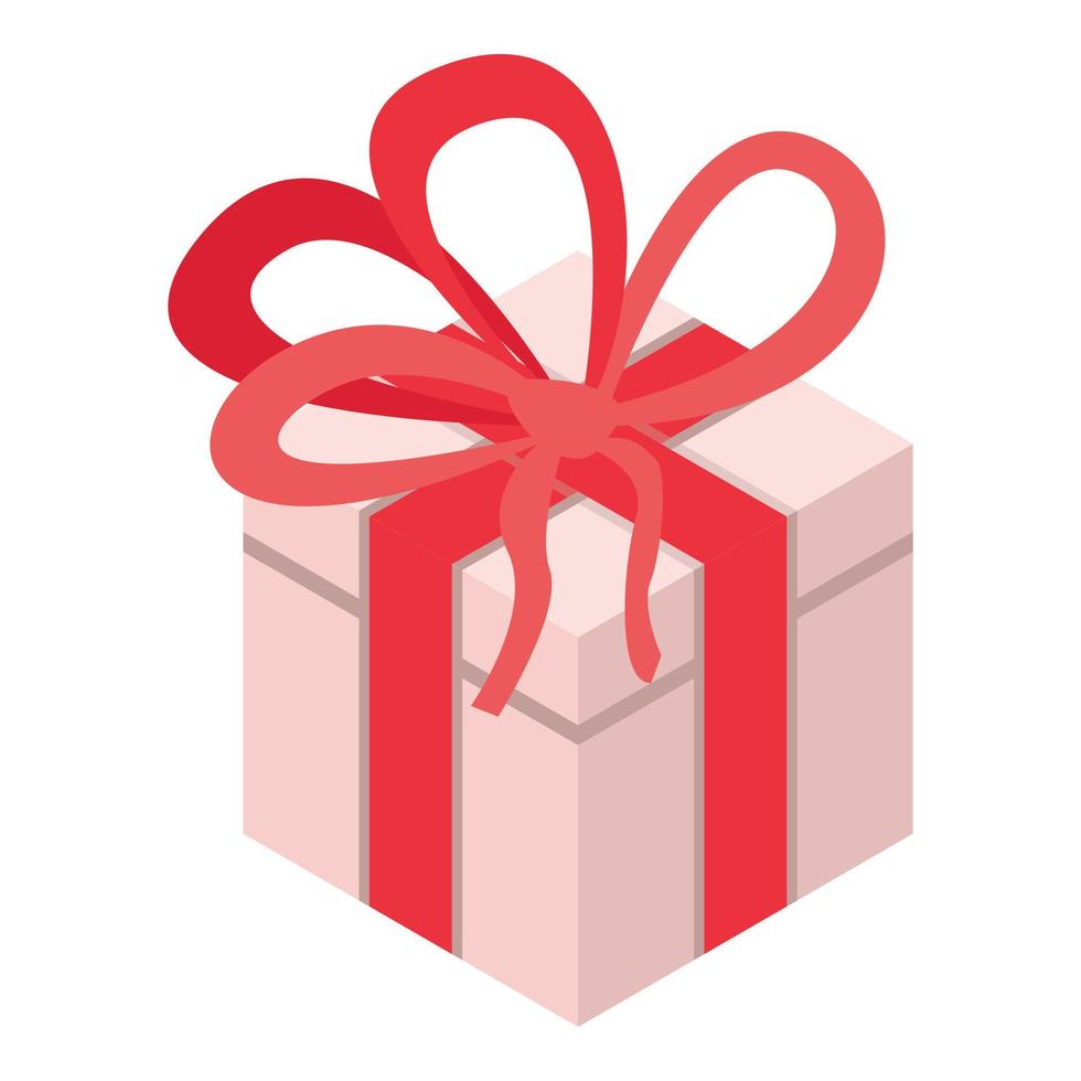 Xmas gift box icon, isometric style vector