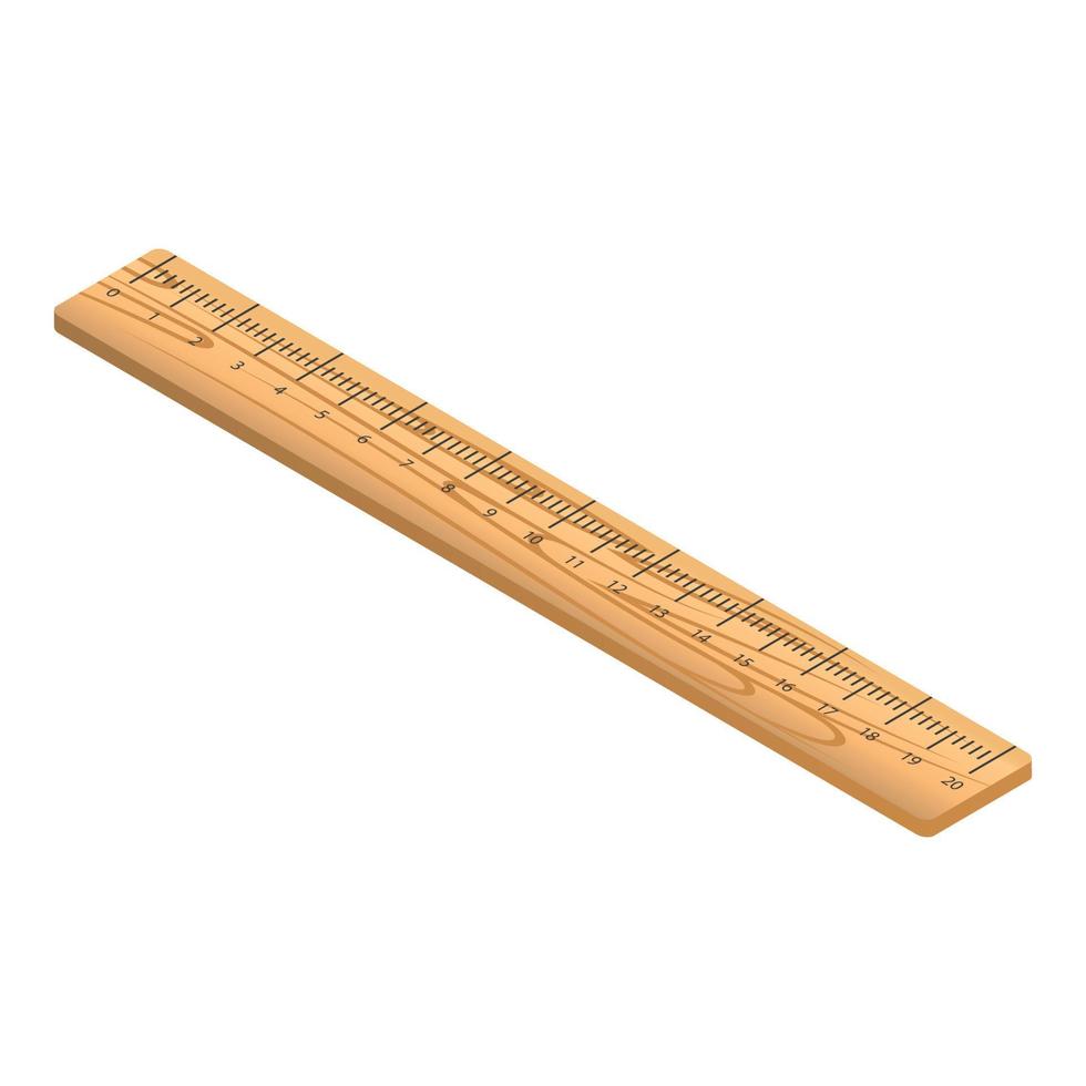 Eco wood ruler icon, isometric style vector