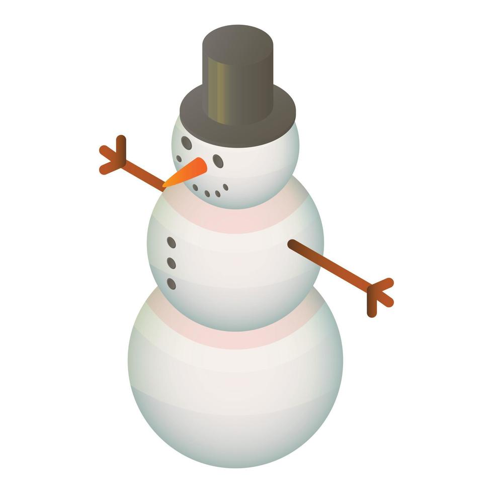 Happy snowman icon, isometric style vector