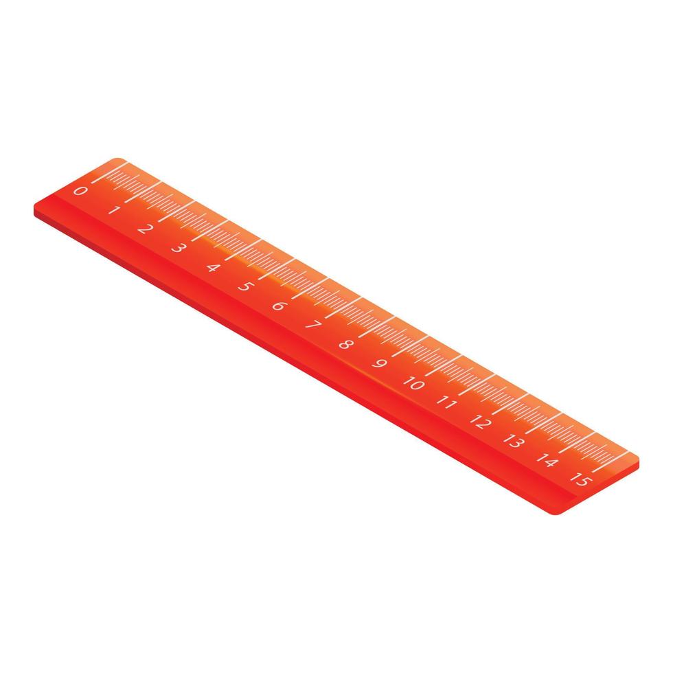 Red ruler icon, isometric style vector