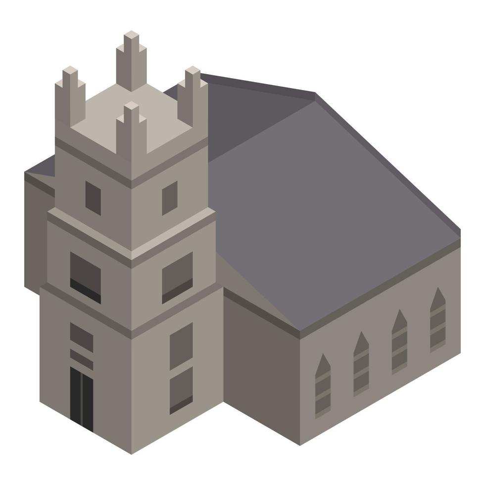 Church tower icon, isometric style vector
