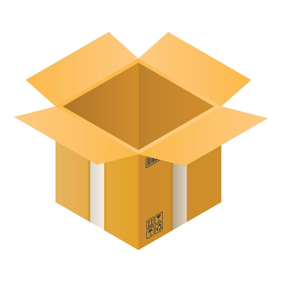 Open carton box icon, isometric style vector