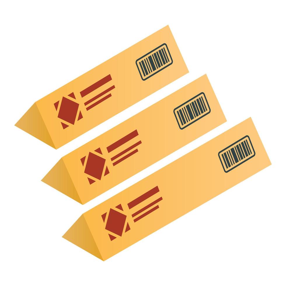 icono de caja de entrega triangular, estilo isométrico vector