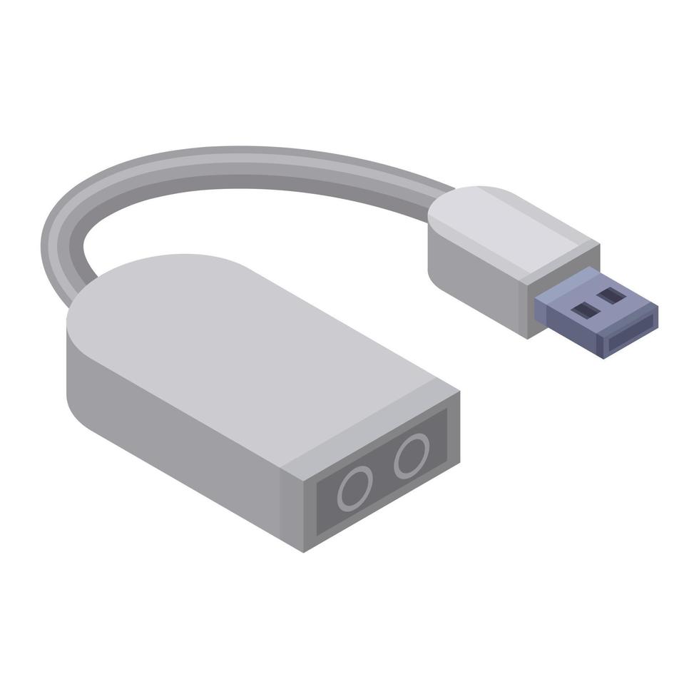 icono de usb a conector de audio, estilo isométrico vector