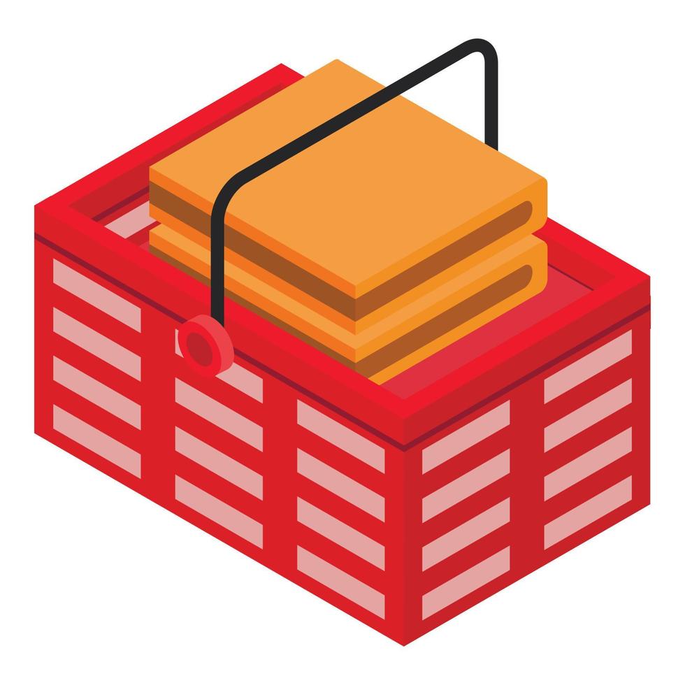 Shop red basket icon, isometric style vector