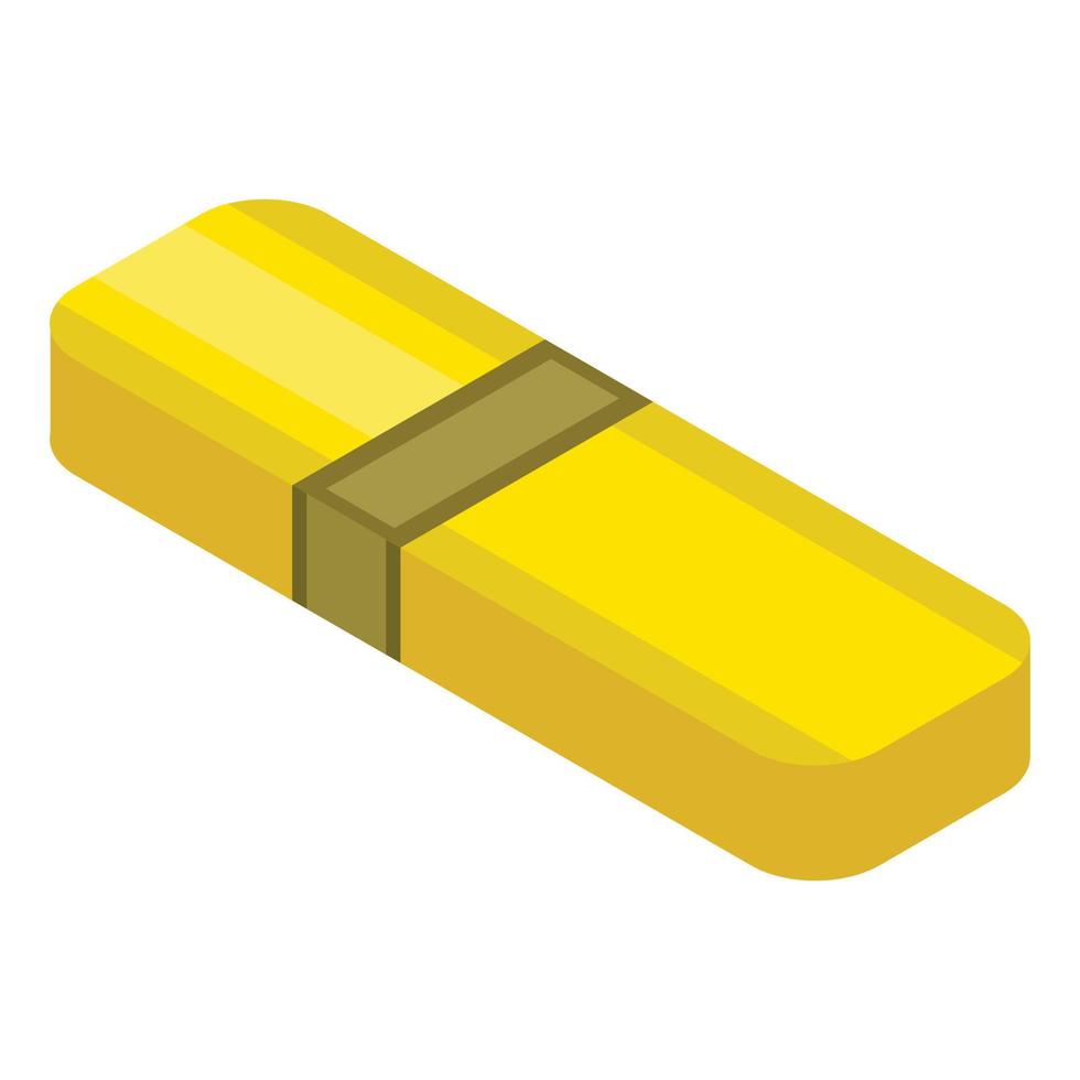 Yellow usb flash icon, isometric style vector