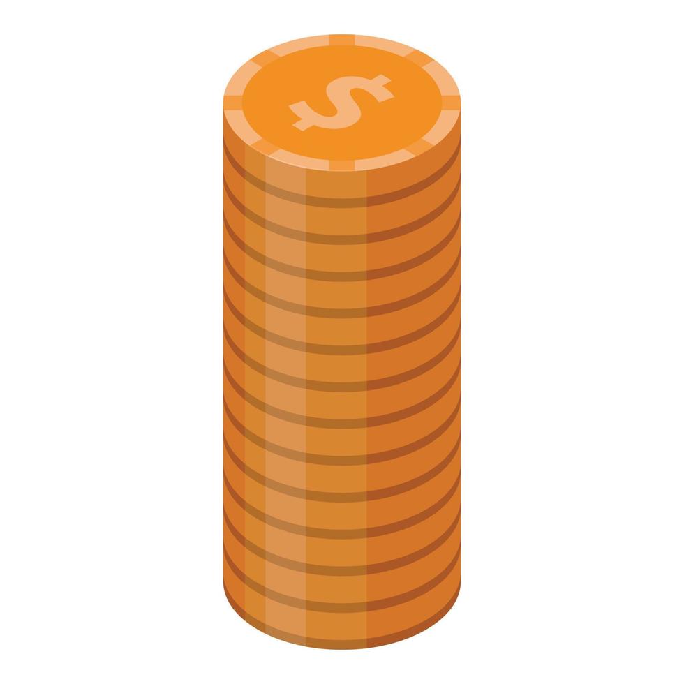 Dollar coin stack icon, isometric style vector