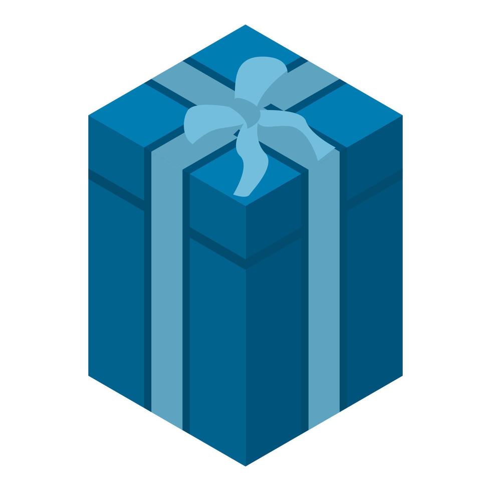 Xmas blue gift box icon, isometric style vector