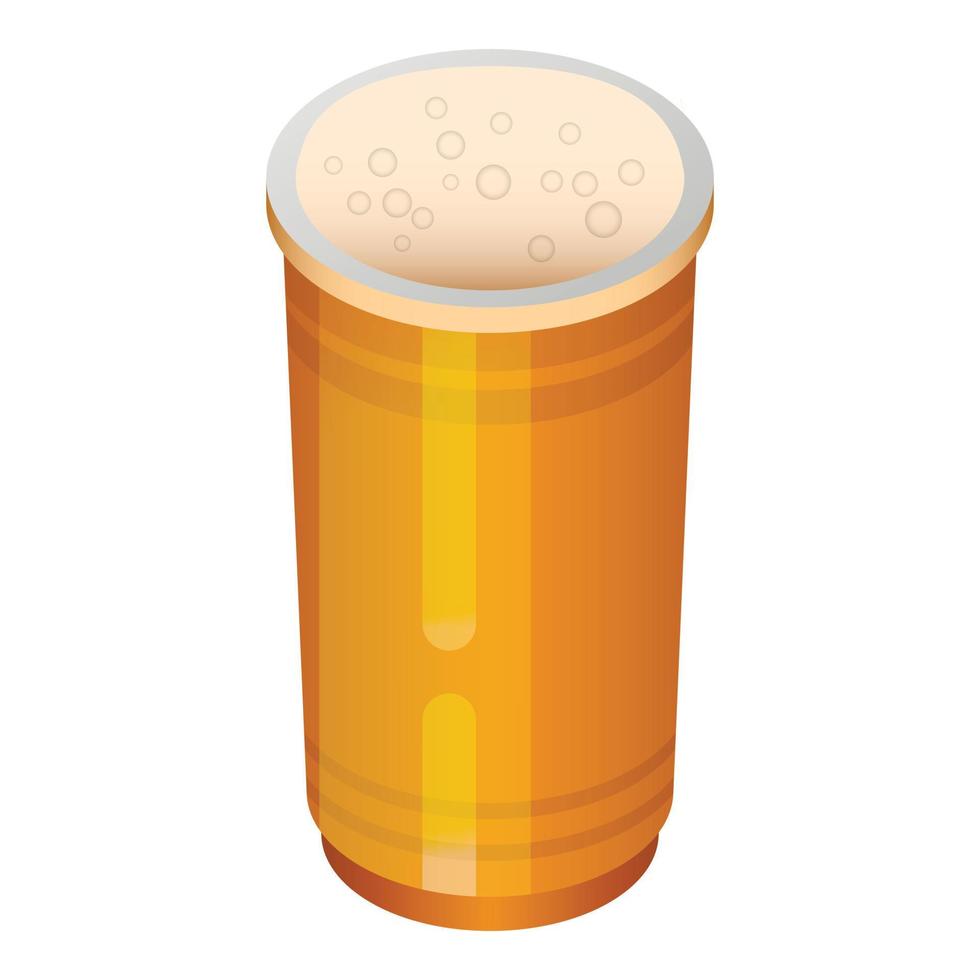icono de vaso de plástico de cerveza, estilo isométrico vector
