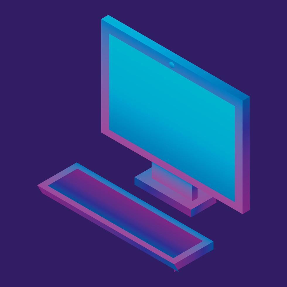 Desktop computer icon, isometric style vector