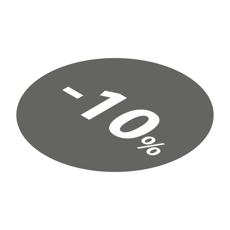 Minus 10 percent sale black emblem icon, isometric style vector