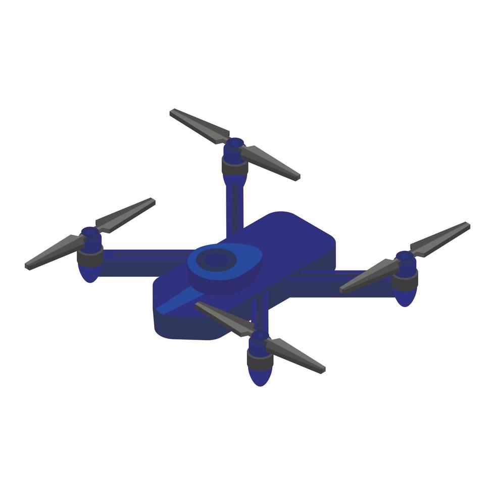 icono de drone azul, estilo isométrico vector