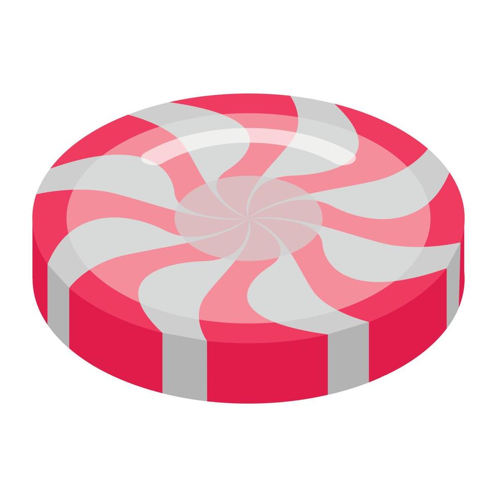 Red swirl candy icon, isometric style vector