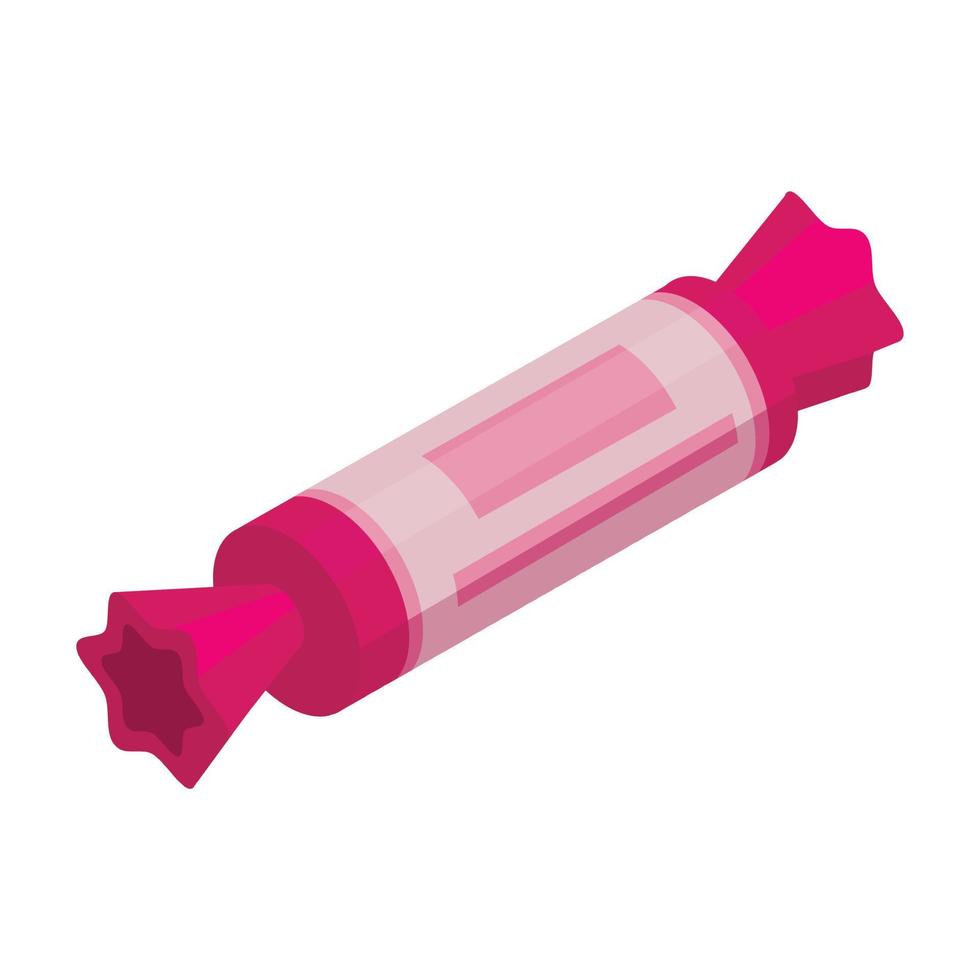 icono de bombón rosa, estilo isométrico vector