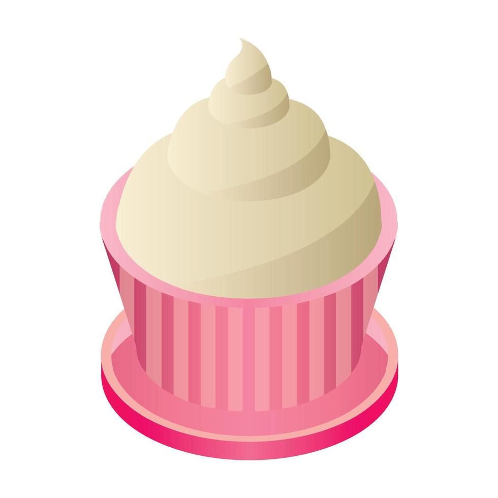 icono de cupcake de crema, estilo isométrico vector