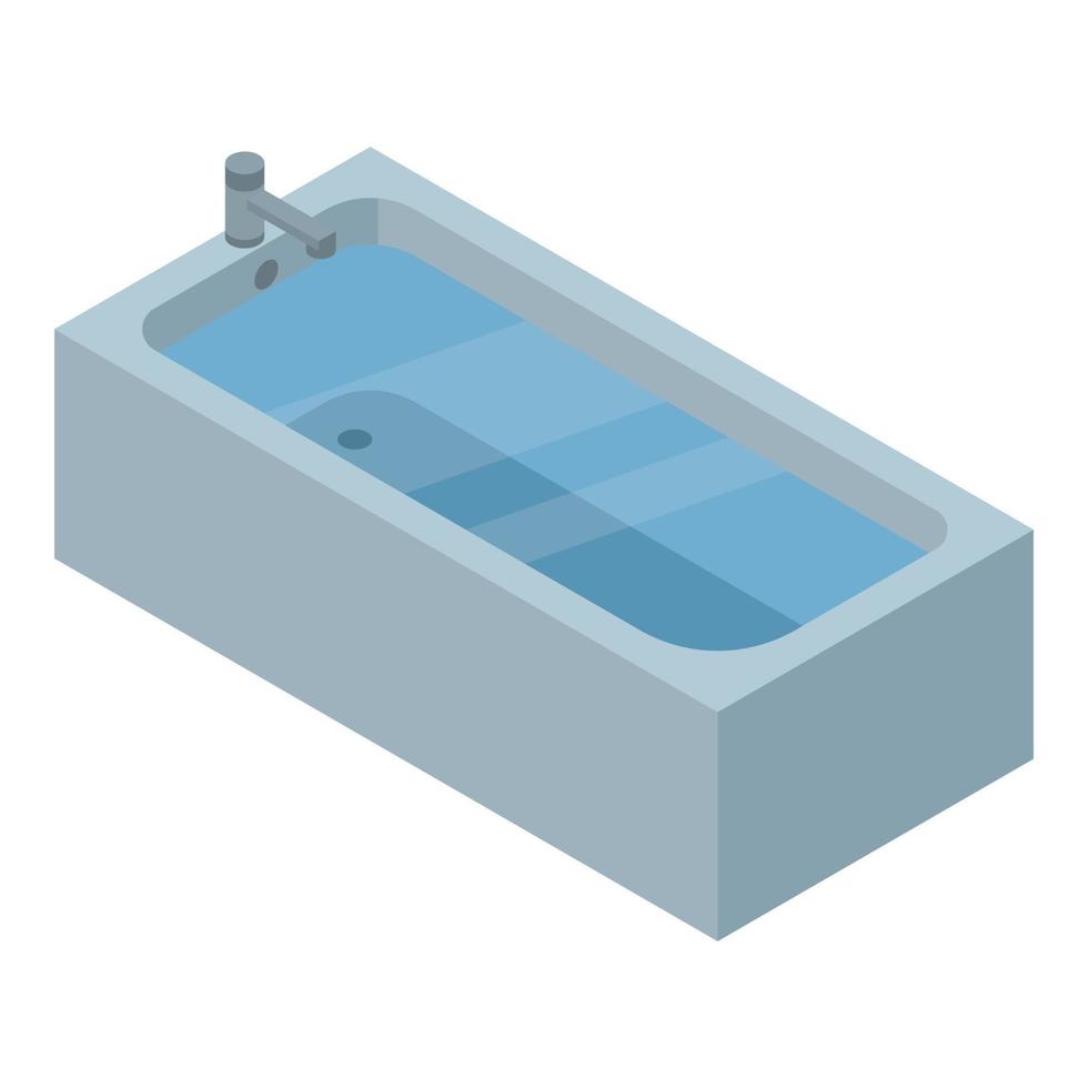 icono de bañera de agua llena, estilo isométrico vector