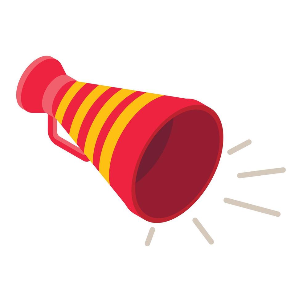 Red yellow megaphone icon, isometric style vector