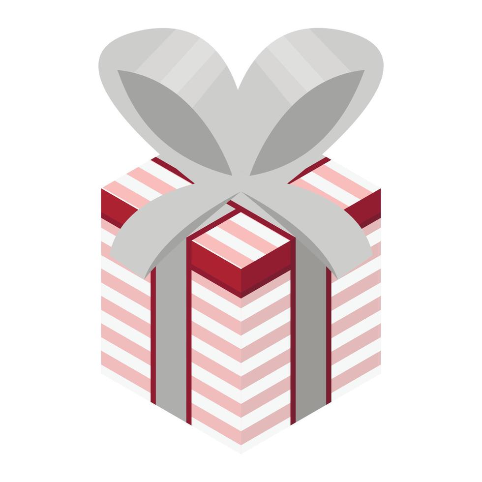 Striped gift box icon, isometric style vector